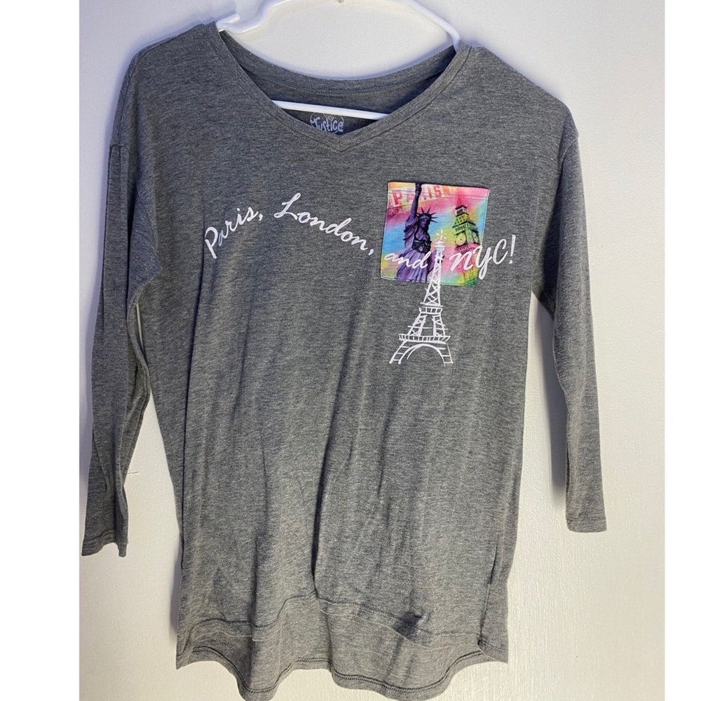 Justice girls quarter sleeve shirt, size 12, worn once